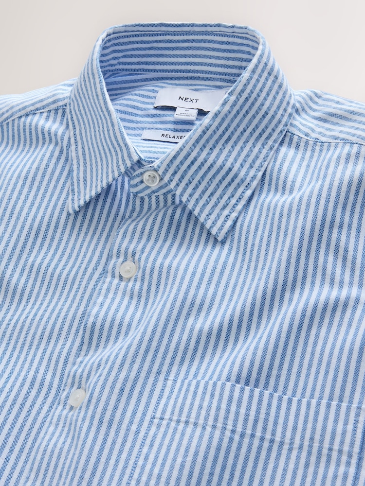 Blue Stripe Oxford Long Sleeve Shirt - Image 2 of 4 Blue Stripe Oxford Long Sleeve Shirt - Image 2 of 4