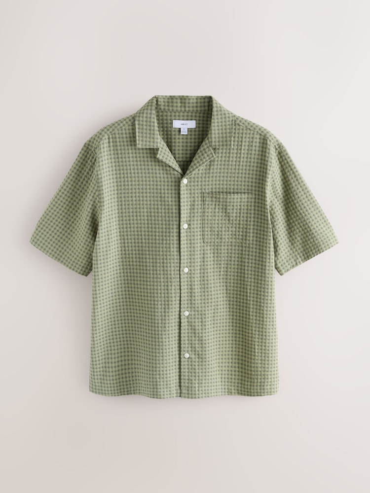Green Seersucker Check Short Sleeve Shirt - Image 1 of 3