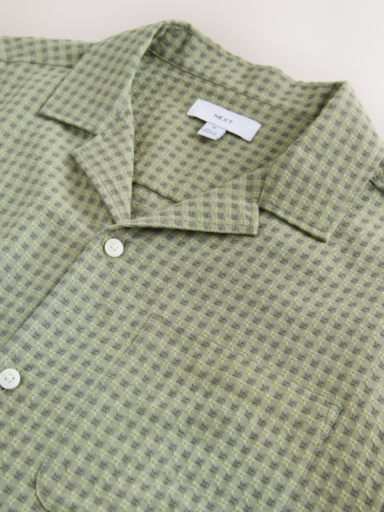 Green Seersucker Check Short Sleeve Shirt - Image 3 of 3