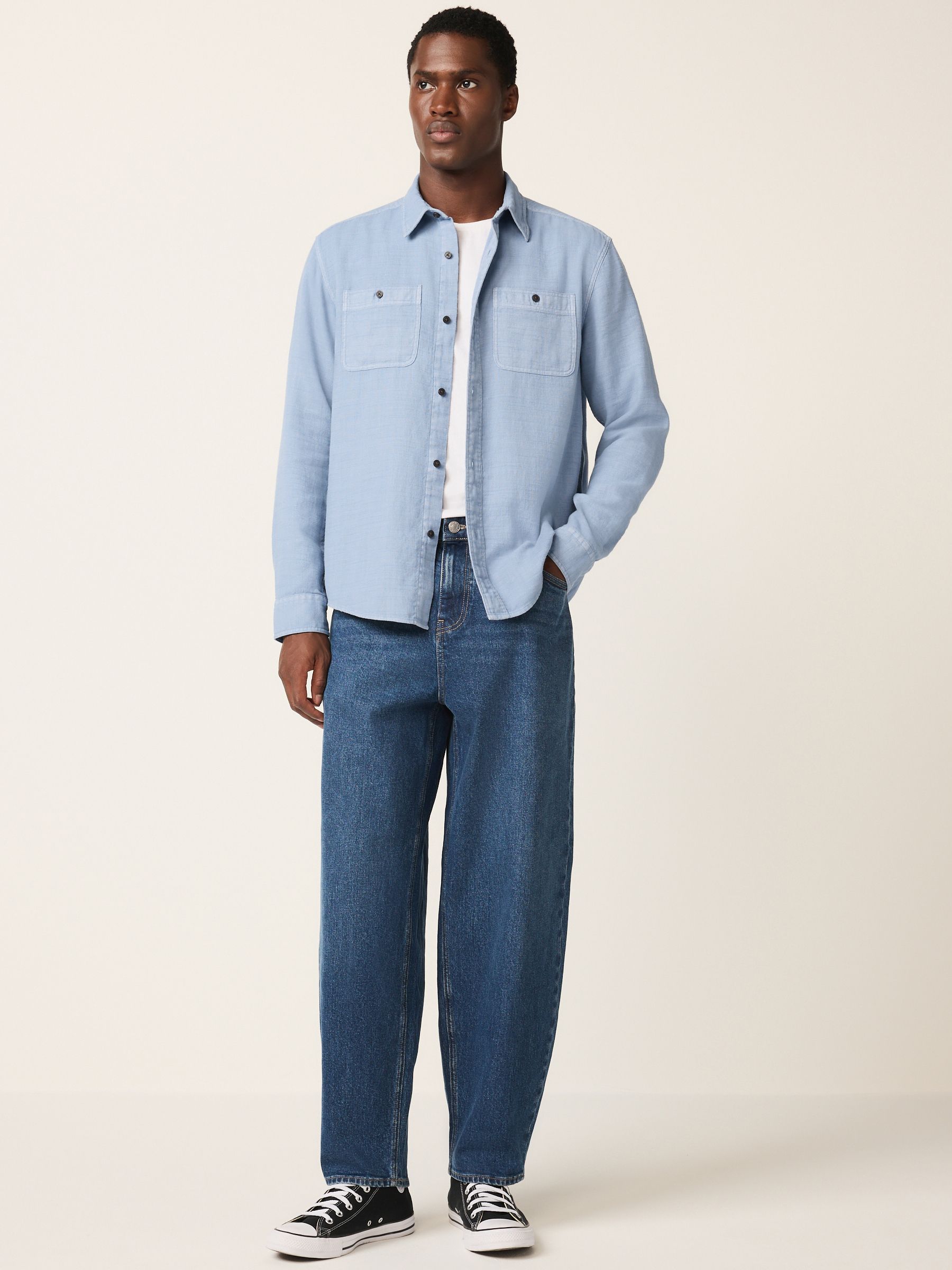 Buy Blue Regular Fit Textured Twin Pocket Long Sleeve Shirt from