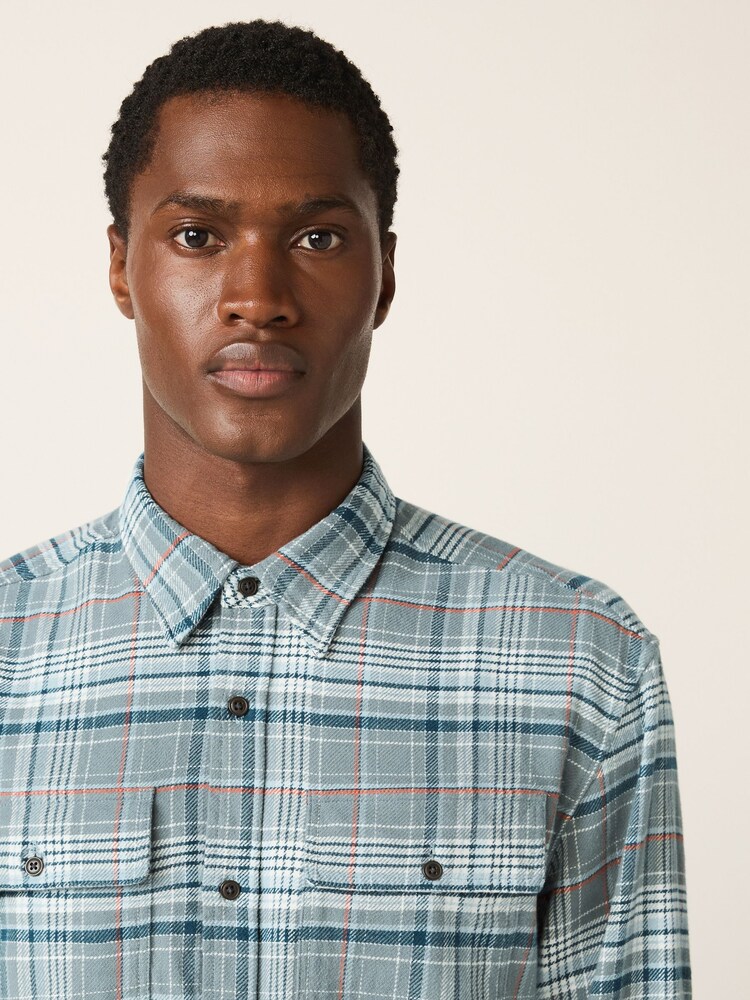 أزرق - قميص كاروه كم طويل - صورة 1 من 3 أزرق - قميص كاروه كم طويل - صورة 1 من 3