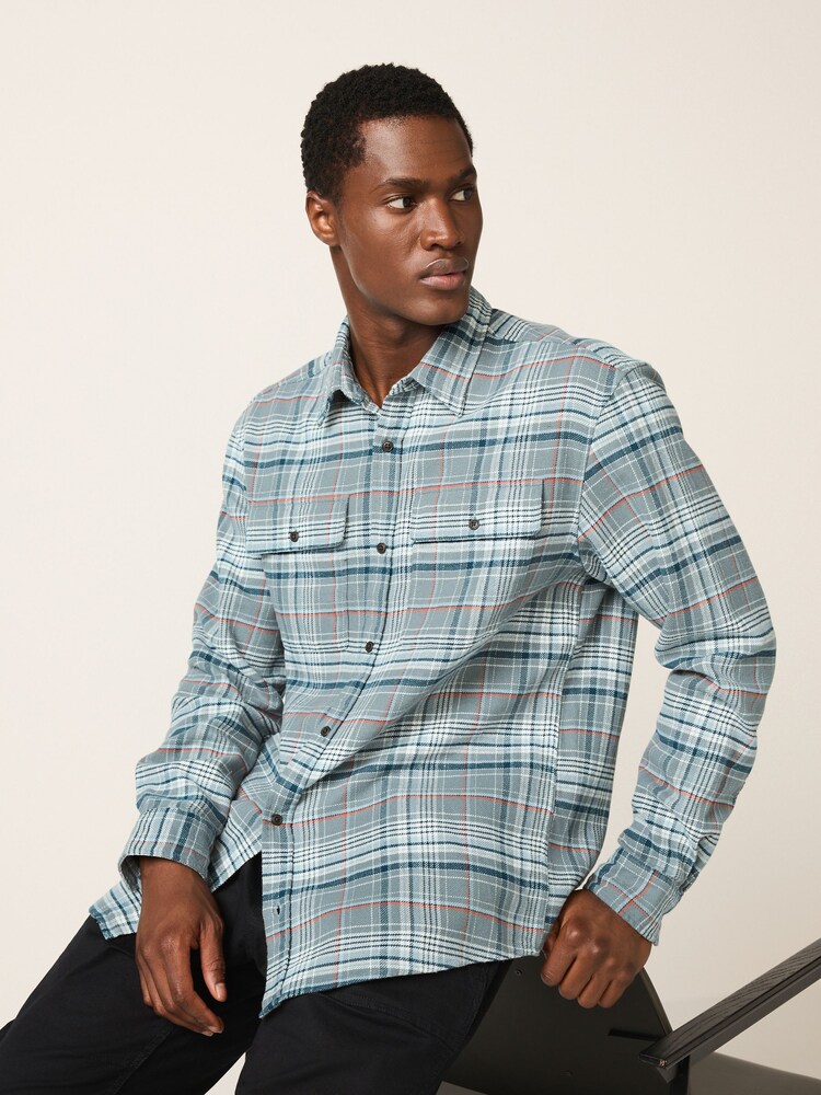 أزرق - قميص كاروه كم طويل - صورة 2 من 3 أزرق - قميص كاروه كم طويل - صورة 2 من 3