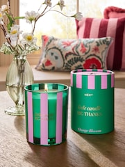 Orange Blossom Green & Pink Stripe Thank You Candle - Image 1 of 3