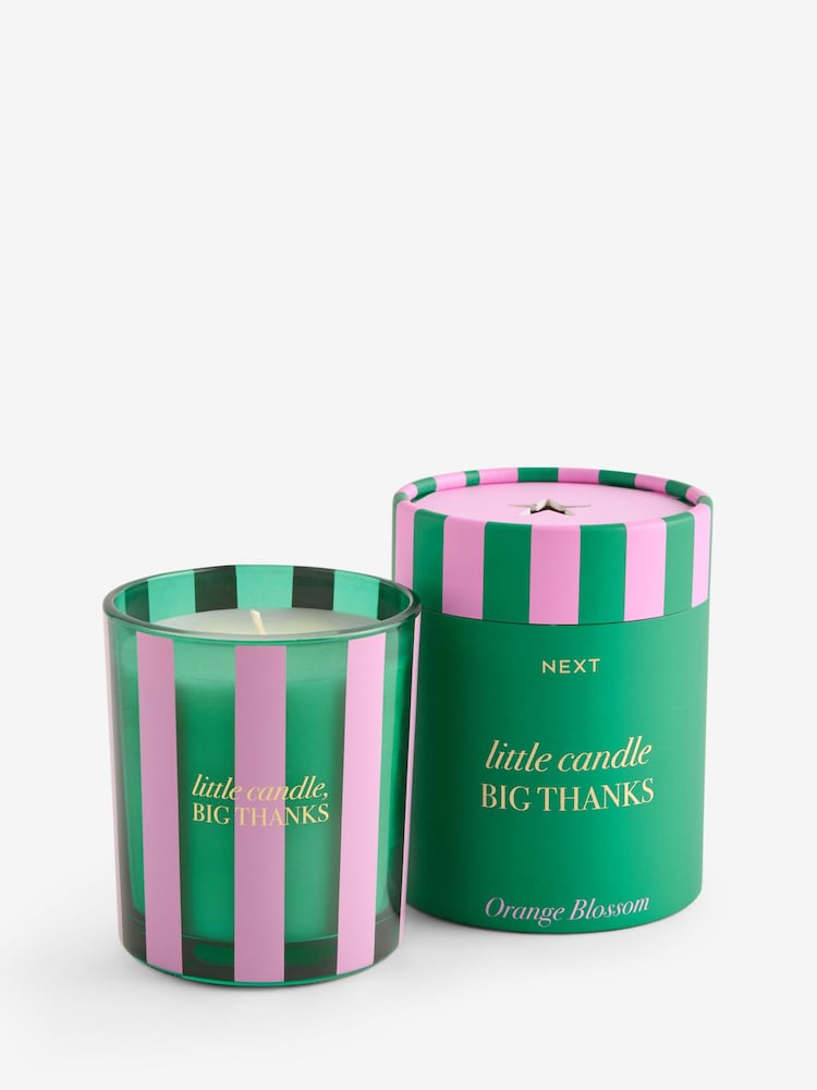 Orange Blossom Green & Pink Stripe Thank You Candle - Image 3 of 3