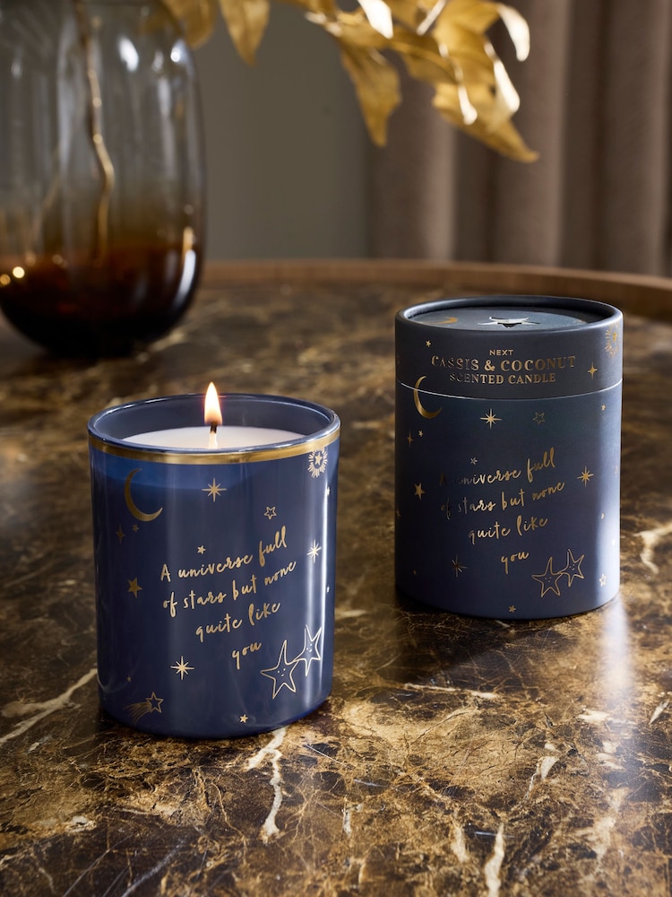 Cassis & Coconut Navy & Gold Celestial Stars & Moon Candle - Image 1 of 3