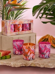 Watermelon Papaya Tropical Floral Set of 3 Candle - Image 1 of 3
