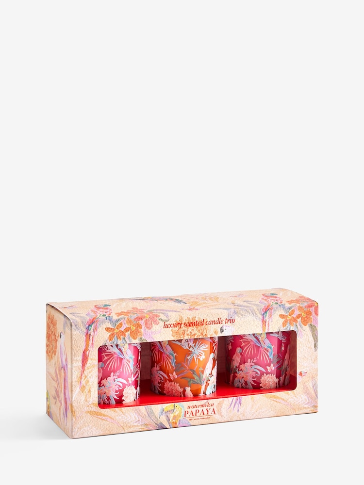 Watermelon Papaya Tropical Floral Set of 3 Candle - Image 3 of 3