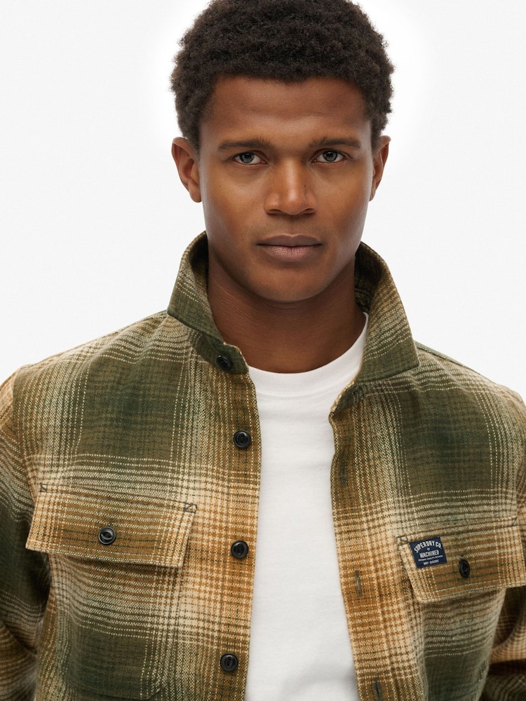Superdry Olive Green Oversized Wool Miller Shirt - Image 3 of 3 Superdry Olive Green Oversized Wool Miller Shirt - Image 3 of 3