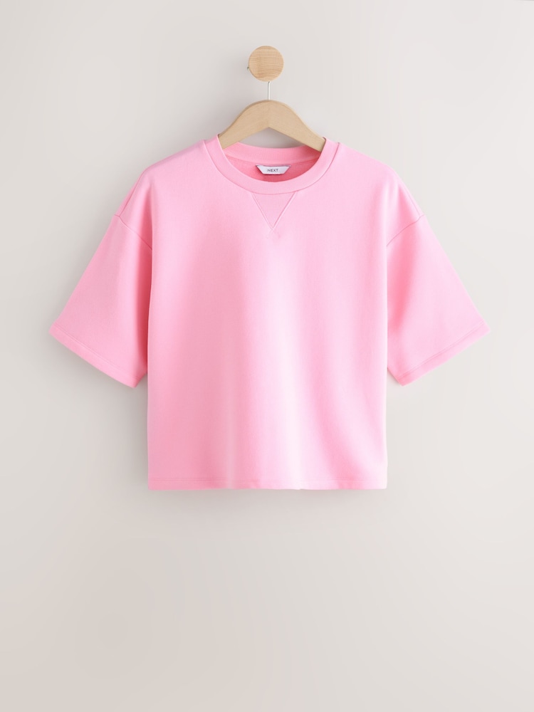 Fluro Pink Cotton Rich Crew Neck Heavyweight T-Shirt - Image 1 of 7