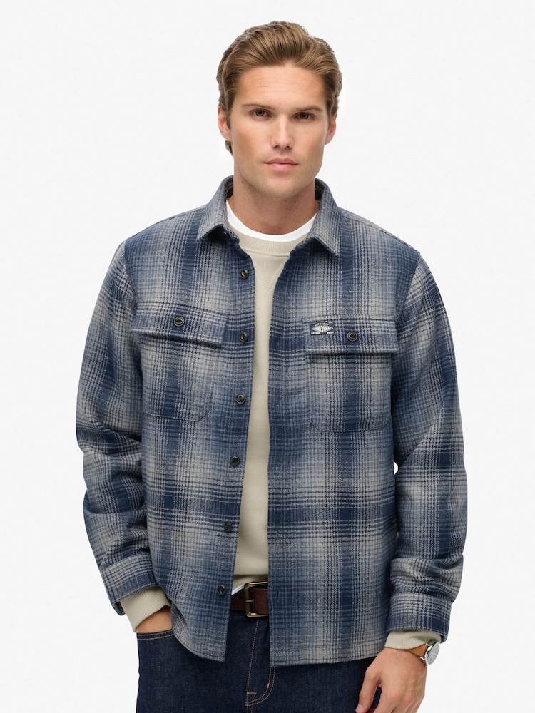 Superdry Blue Oversized Wool Miller Shirt - Image 2 of 5
