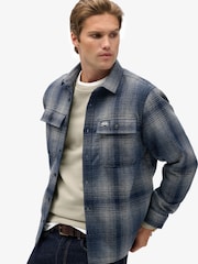 Superdry Blue Oversized Wool Miller Shirt - Image 4 of 5