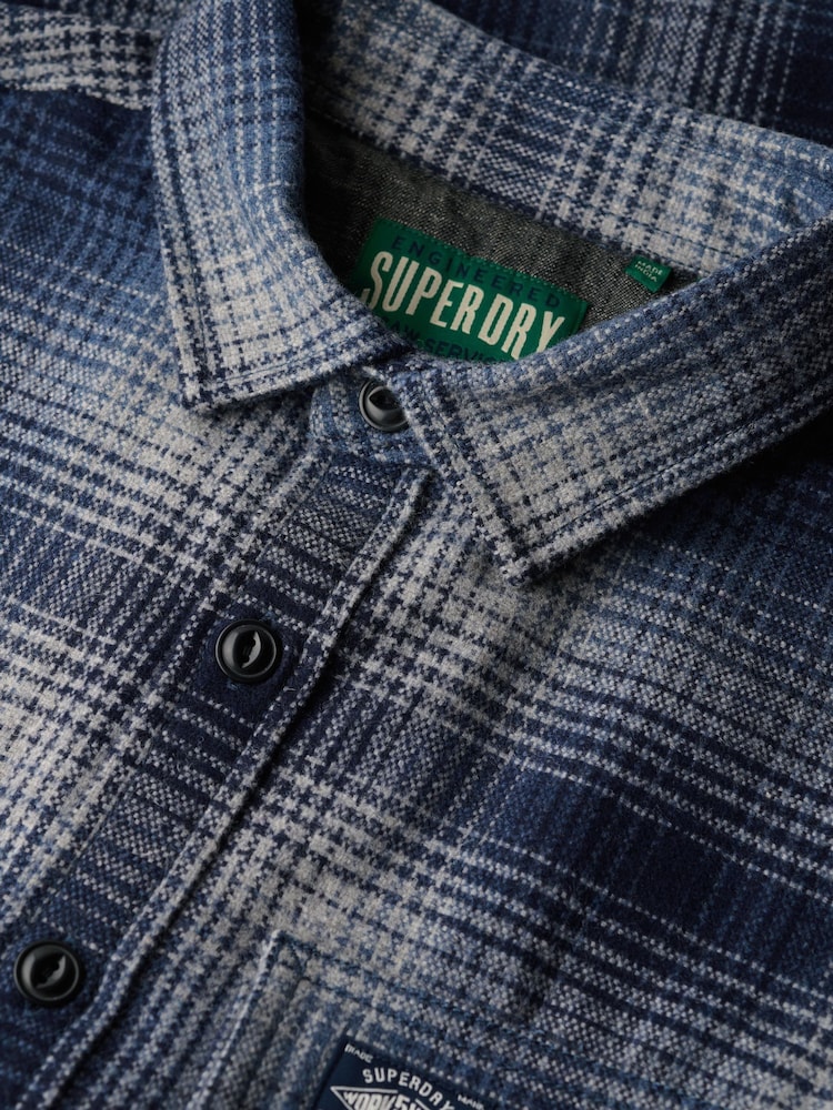 Superdry Blue Oversized Wool Miller Shirt - Image 5 of 5