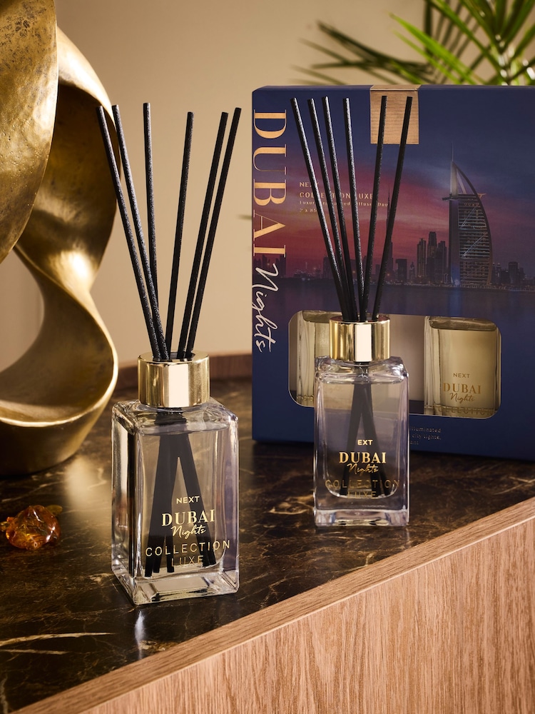 Collection Luxe Dubai Nights Oud, Pink Pepper & Cardamom Set of 2 Diffusers - Image 1 of 4 Collection Luxe Dubai Nights Oud, Pink Pepper & Cardamom Set of 2 Diffusers - Image 1 of 4