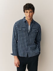 Blue Micro Check Long Sleeve Shirt - Image 1 of 8