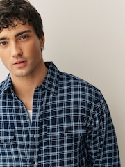 Blue Micro Check Long Sleeve Shirt - Image 4 of 8