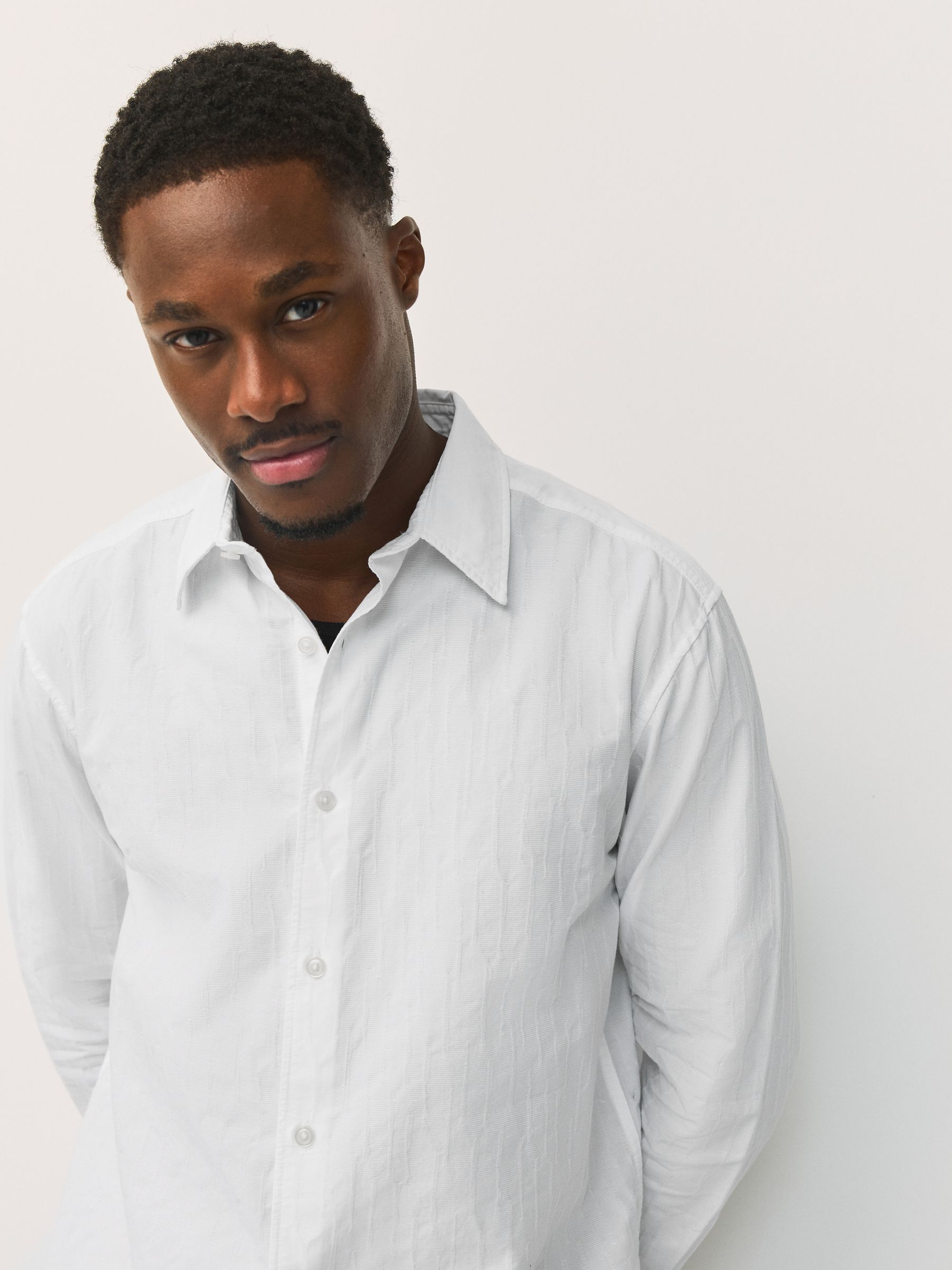 Buy White Jaquard Print Long Sleeve Shirt from Next Georgia