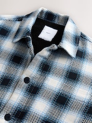 أزرق - Check Borg Lined Twill Shacket - صورة 10 من 10