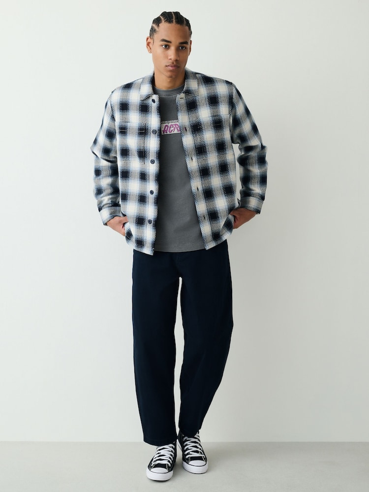 Blue Check Borg Lined Twill Shacket - Image 2 of 10 Blue Check Borg Lined Twill Shacket - Image 2 of 10