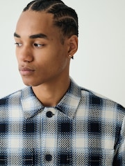 أزرق - Check Borg Lined Twill Shacket - صورة 4 من 10