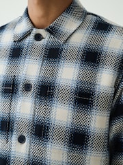 أزرق - Check Borg Lined Twill Shacket - صورة 5 من 10