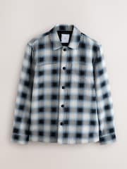 أزرق - Check Borg Lined Twill Shacket - صورة 7 من 10