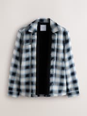 أزرق - Check Borg Lined Twill Shacket - صورة 8 من 10