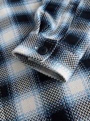 أزرق - Check Borg Lined Twill Shacket - صورة 9 من 10