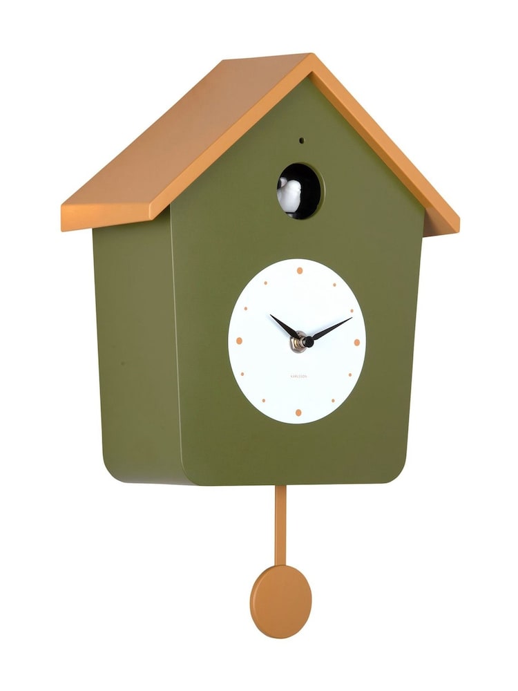 Karlsson Army Green Ochre Yellow Cuckoo Wall Clock - Image 2 of 4 Karlsson Army Green Ochre Yellow Cuckoo Wall Clock - Image 2 of 4