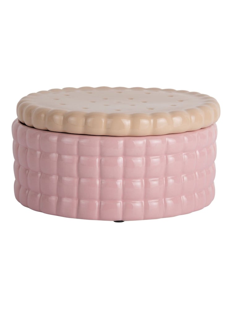 Present Time Soft Pink Biscuit Box Storage Jar - Image 2 of 3