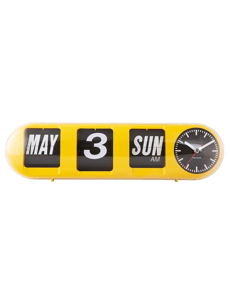 Karlsson Bright Yellow Tube Flip Wall Clock - Image 1 of 4