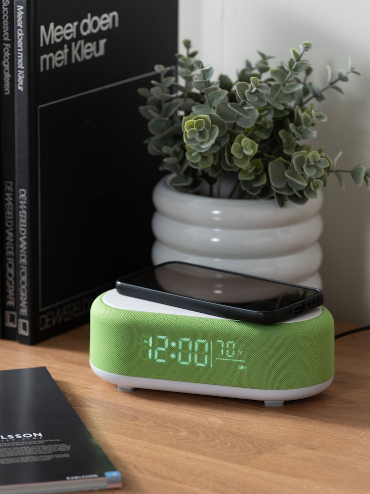 Karlsson Bright Green Vogue Alarm Clock with Phone Charger - Image 1 of 5