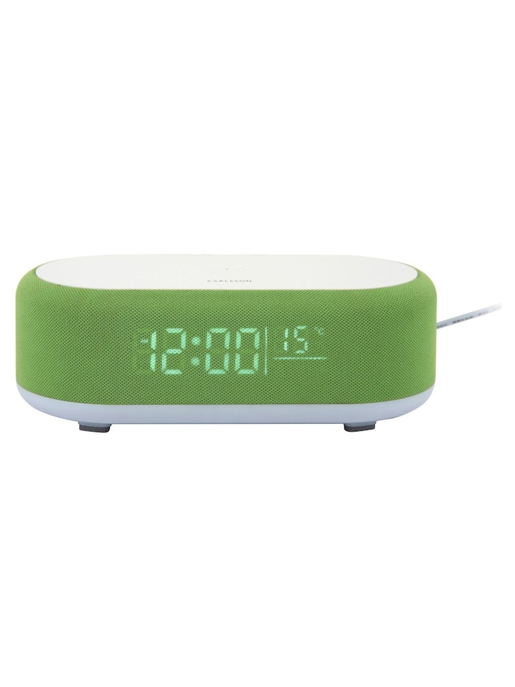 Karlsson Bright Green Vogue Alarm Clock with Phone Charger - Image 2 of 5 Karlsson Bright Green Vogue Alarm Clock with Phone Charger - Image 2 of 5