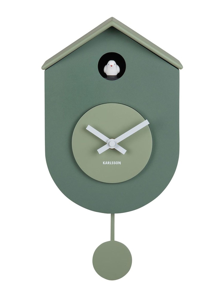 Karlsson Jungle Green Grayed Jade Grato Cuckoo Wall Clock - Image 2 of 4