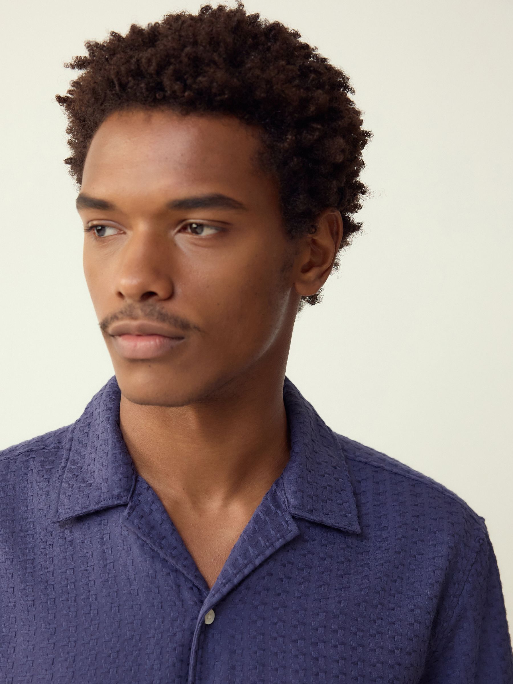 Buy Blue Regular Fit Textured Waffle Short Sleeve Shirt from the