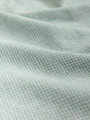 Green Button Down Collar Cotton Linen Blend Short Sleeve Shirt - Image 7 of 7
