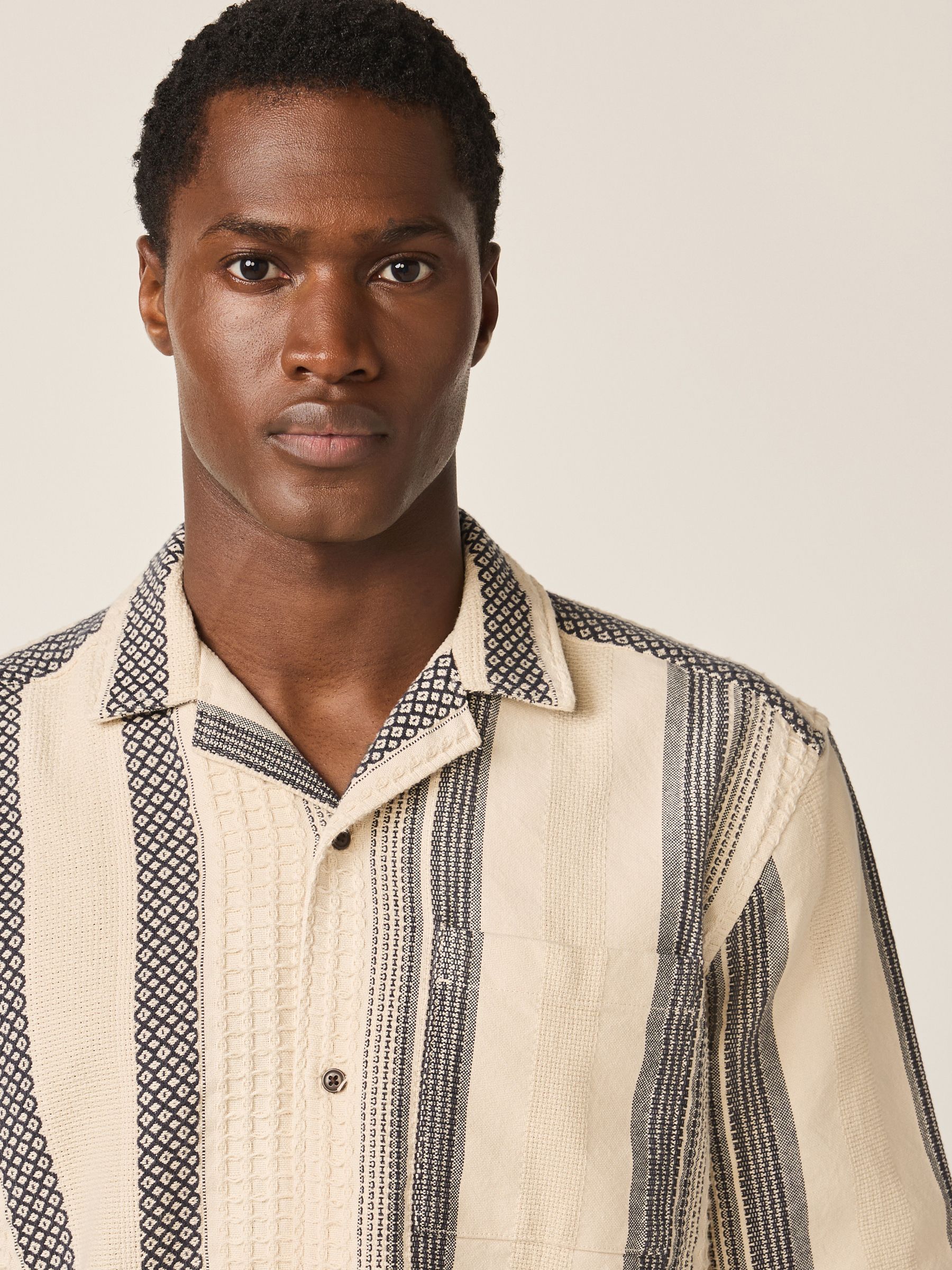 トップス Relaxed Fit Regular Collar L/S Shirt Buy Monochrome Relaxed Fit Stripe Textured Revere Collar Short