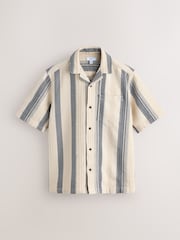 Monochrome Stripe Textured Short Sleeve Shirt - Image 6 of 8