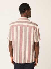 Red Stripe Textured Short Sleeve Shirt - Image 2 of 8
