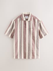 Red Stripe Textured Short Sleeve Shirt - Image 6 of 8