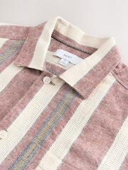 Red Stripe Textured Short Sleeve Shirt - Image 8 of 8