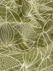 Green Textured Embroidered Leaf Short Sleeve Shirt - Image 7 of 7