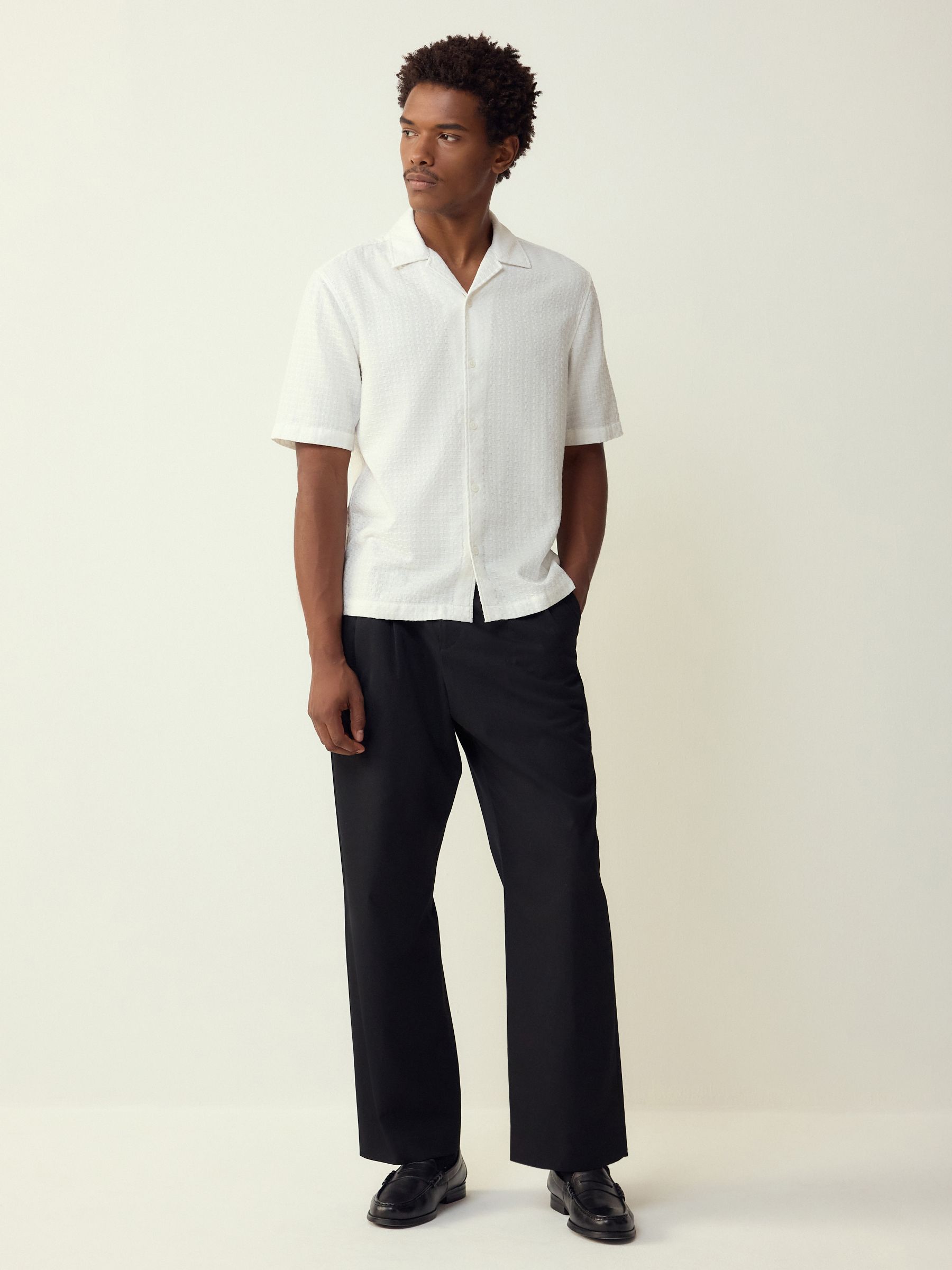 Buy Ecru Regular Fit Textured Waffle Short Sleeve Shirt from Next