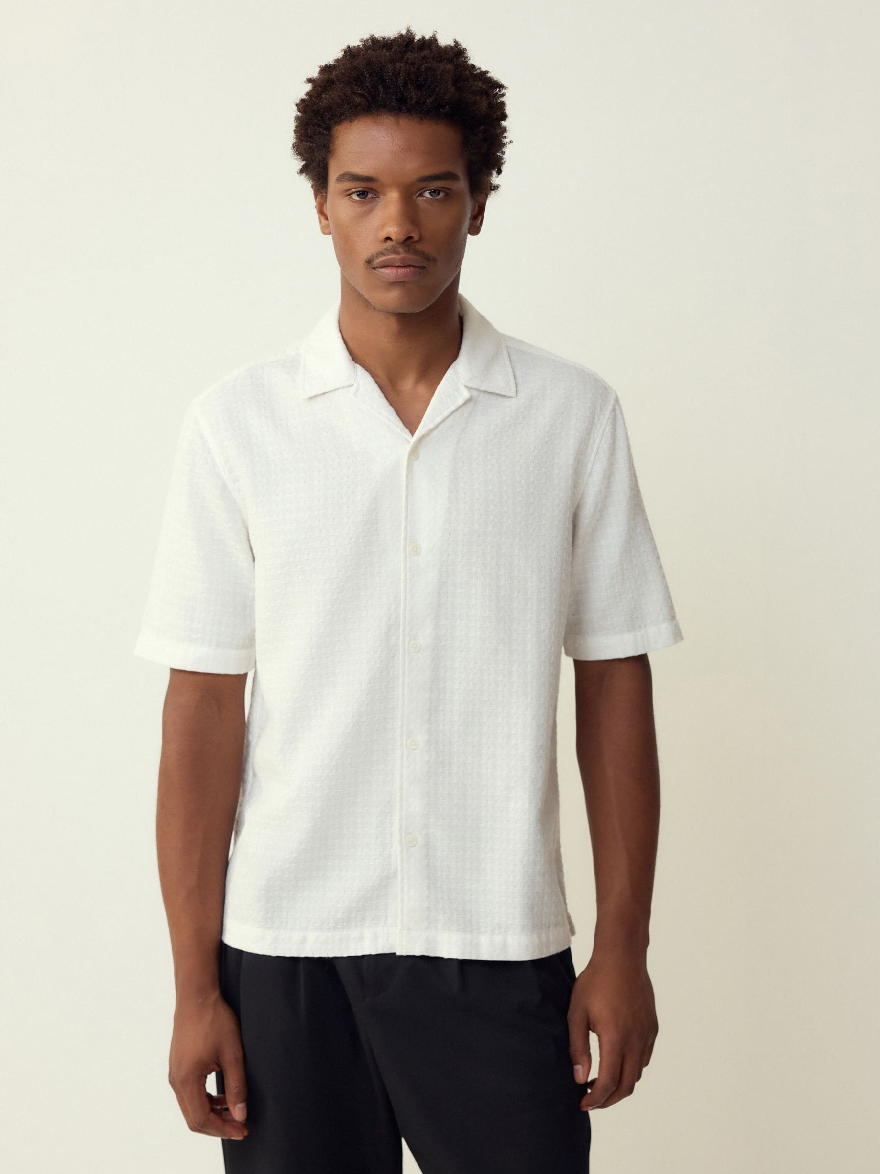 Buy Ecru Regular Fit Textured Waffle Short Sleeve Shirt from Next