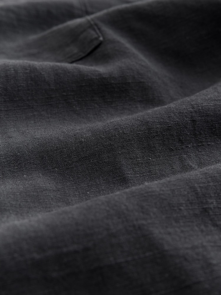 أسود - Linen Tencel Blend Short Sleeve Shirt - Image 7 of 7
