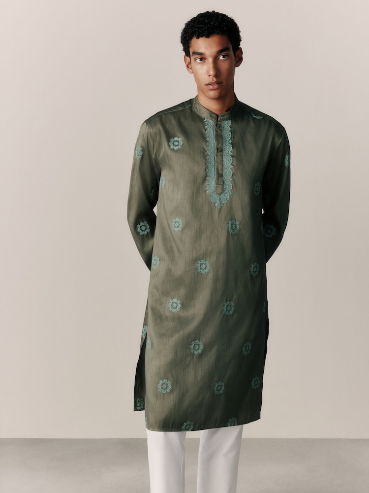 Green Kurta Shirt - Image 1 of 8