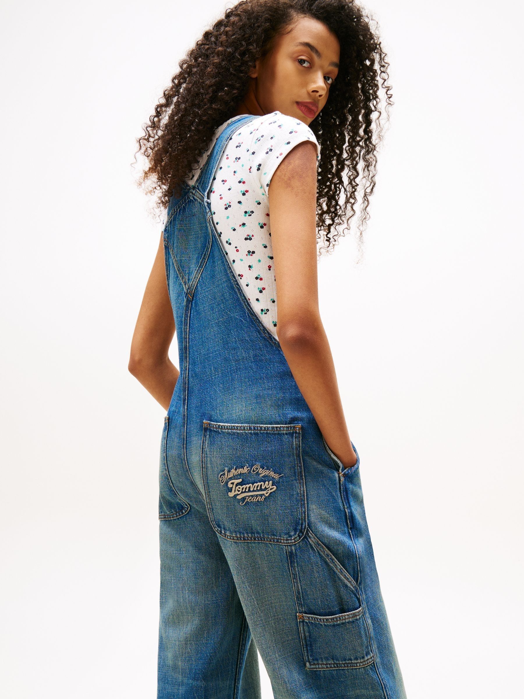 Buy Tommy Jeans Blue Lightweight Denim Dungarees from the Next UK