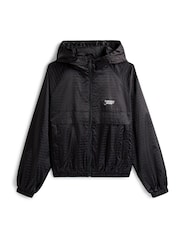 Tommy Jeans Black Repeat Logo Water Repellent Jacquard Windbreaker Jacket - Image 4 of 4