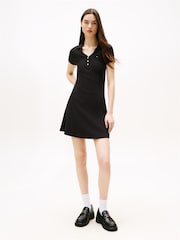 Tommy Jeans Black Rib Polo Dress - Image 1 of 5