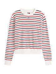 Tommy Jeans White Slim Ribbed Round Neck T-Shirt - Image 5 of 5