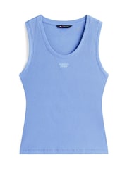 Tommy Jeans Blue 100% Cotton Logo Slim Tank Top - Image 5 of 5